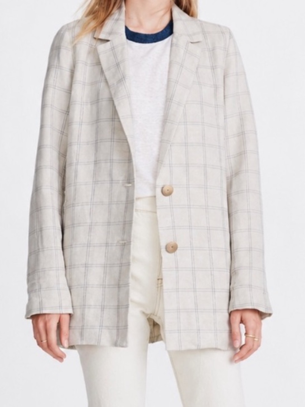 Madewell Dorset Blazer in Windowpane Linen Blend Size M
